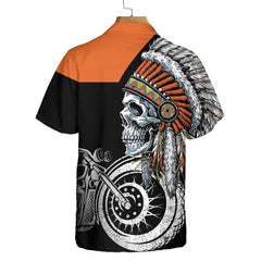 Live Free Ride Hard Skull Native American Motorcycle Custom Hawaiian Shirt, Native Indian Motorcycle Shirt - Hyperfavor