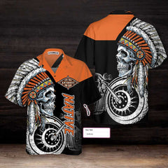 Live Free Ride Hard Skull Native American Motorcycle Custom Hawaiian Shirt, Native Indian Motorcycle Shirt - Hyperfavor