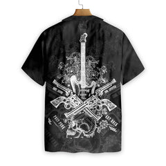 Live Rock And Roll Black And Smoke Guitar Hawaiian Shirt - Hyperfavor