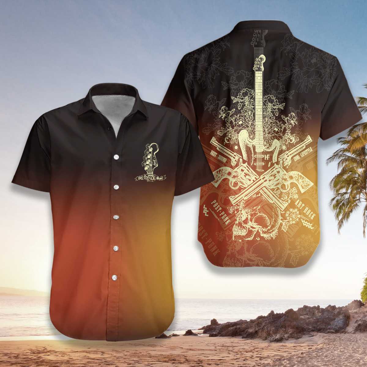 Live Rock And Roll Music Guitar Hawaiian Shirt - Hyperfavor