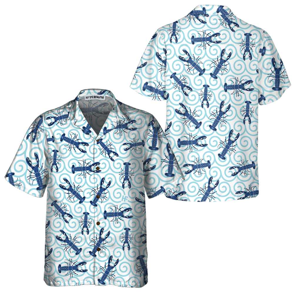 Lobster On Waves Hawaiian Shirt, Unique Lobster Shirt, Lobster Print Shirt For Adults - Hyperfavor