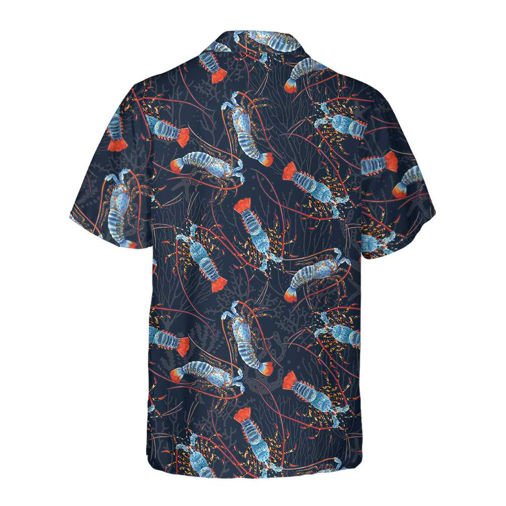 Lobster With Coral Reef Hawaiian Shirt, Funny Lobster Print Shirt For Men & Women - Hyperfavor