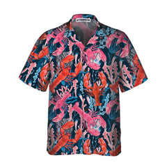 Lobster With Seaweed Pattern Hawaiian Shirt, Funny Lobster Shirt For Adults, Lobster Print Shirt - Hyperfavor