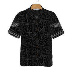Magic Viking Symbol Hawaiian Shirt, Ethnic Norse Seamless Pattern Viking Shirt - Hyperfavor