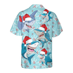 Merry Christmas Shark Santa Hat Christmas Hawaiian Shirt, Funny Shark Hawaiian Shirt For Christmas Day - Hyperfavor