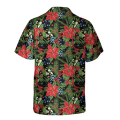 Merry Christmas Winter Plants Hawaiian Shirt, Floral Christmas Hawaiian Shirt - Hyperfavor