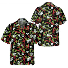 Mexican Jalapeno Chilli Flowers Hawaiian Shirt, Funny Red Pepper Shirt For Men, Red Hot Chilli Shirt - Hyperfavor