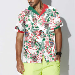Mexico Floral Pattern Sugar Skull Hawaiian Shirt, Dia De Los Muertos Shirt,Best Day Of The Dead Gift - Hyperfavor