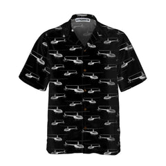 Monochrome Seamless Helicopter Pattern Hawaiian Shirt, Black And White Helicopter Shirt For Men - Hyperfavor