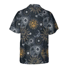 Moon And Sun Hawaiian Shirt, Space Themed Shirt, Planet Button Up Shirt For Adults - Hyperfavor