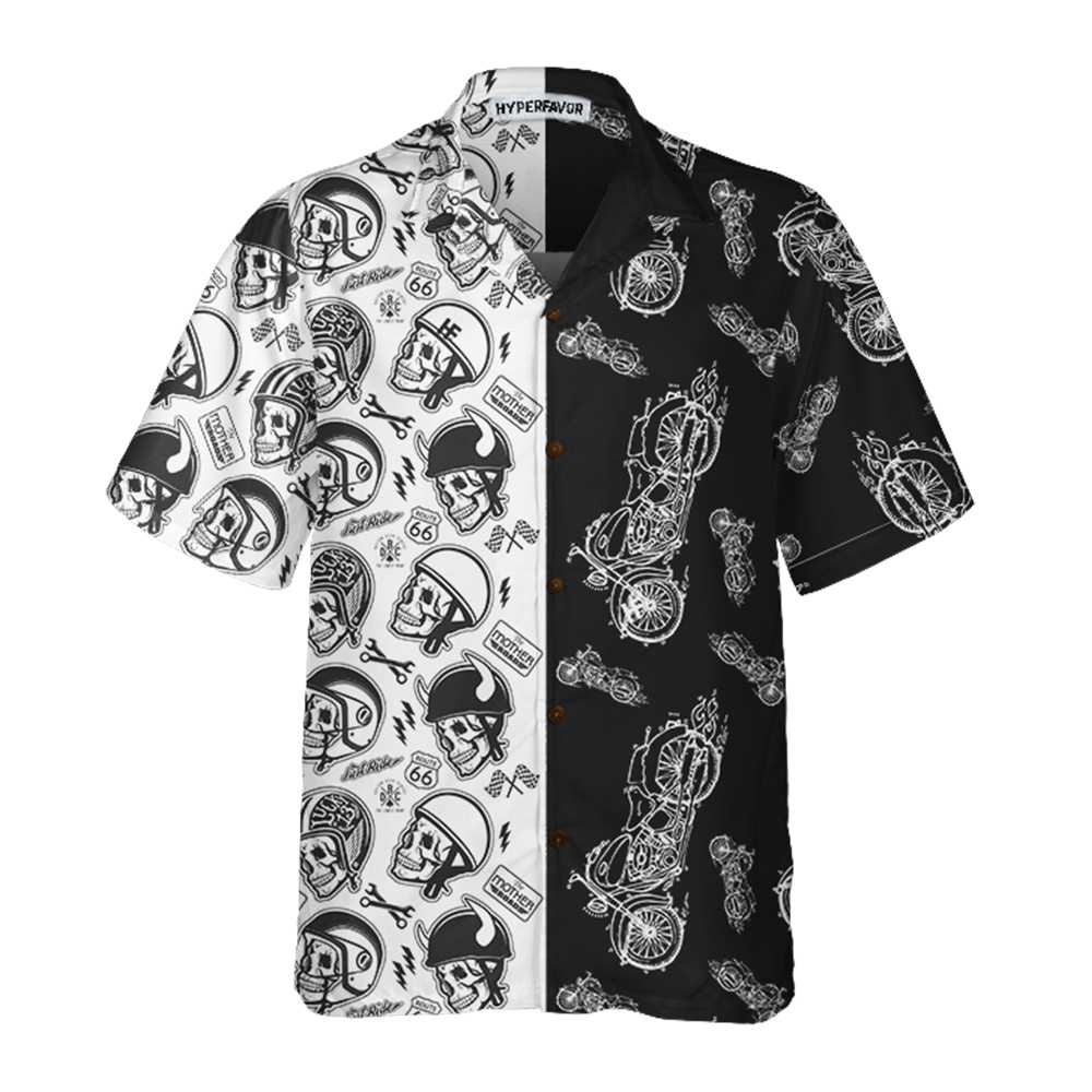 Motorcycles With Skulls And Helmet Motorcycle Hawaiian Shirt - Hyperfavor