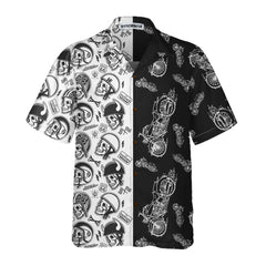 Motorcycles With Skulls And Helmet Motorcycle Hawaiian Shirt - Hyperfavor