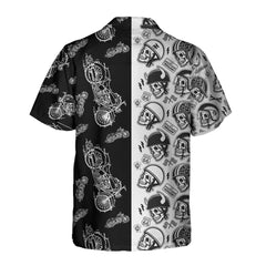 Motorcycles With Skulls And Helmet Motorcycle Hawaiian Shirt - Hyperfavor