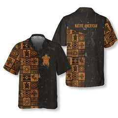 Native American Aztec Ethnic Hawaiian Shirt, American Indian Ethinic Pattern Shirt - Hyperfavor