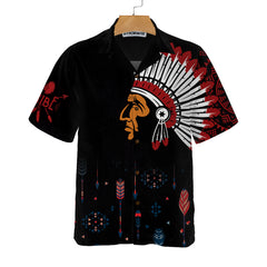 Native American Indian Tribal Chief with Headdress Hawaiian Shirt, Seamless Colorful Ethnic Pattern Shirt - Hyperfavor