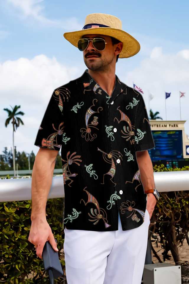 Native American Kokopelli Lizard Tribal Hawaiian Shirt, Funny Native American Indian Shirt - Hyperfavor