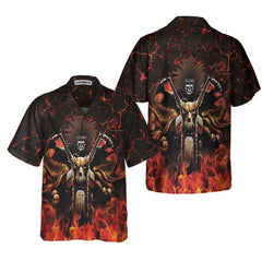 Native American Skull Biker Racing Hawaiian Shirt, American Indian Motorcycle Shirt - Hyperfavor