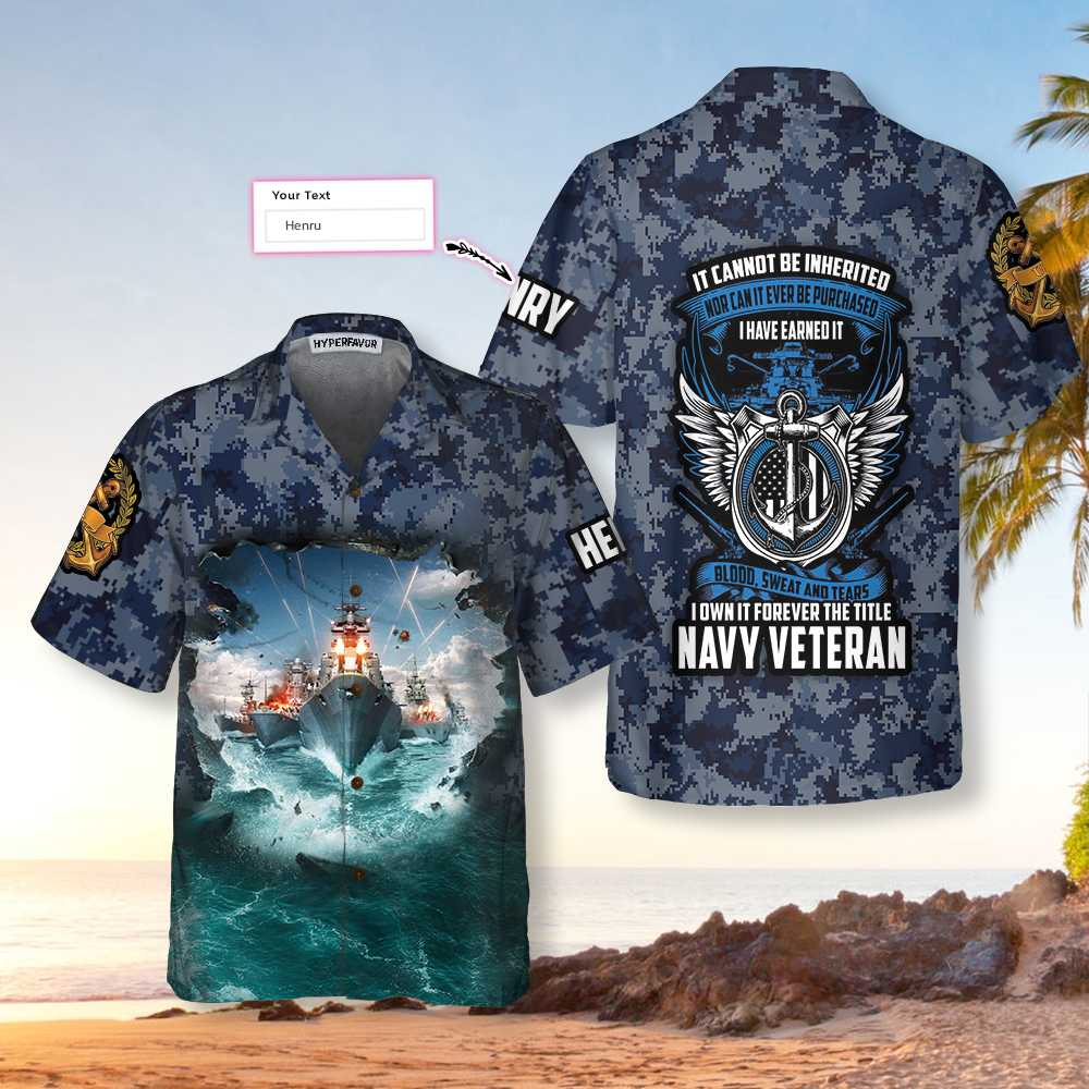 Navy Veteran Custom Hawaiian Shirt, Proud Veteran Shirt, Meaningful Gift For Veteran Day - Hyperfavor