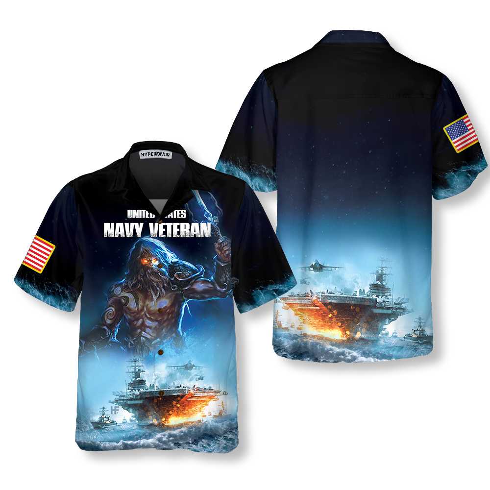 Navy Veteran Hawaiian Shirt, Proud Veteran Shirt, Meaningful Gift For Veteran Day - Hyperfavor
