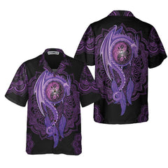 Neon Purple Dragon Mandala Dragon Hawaiian Shirt, Purple Dragon Shirt For Men And Women - Hyperfavor