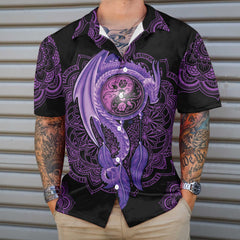 Neon Purple Dragon Mandala Dragon Hawaiian Shirt, Purple Dragon Shirt For Men And Women - Hyperfavor