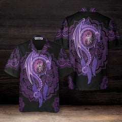Neon Purple Dragon Mandala Dragon Hawaiian Shirt, Purple Dragon Shirt For Men And Women - Hyperfavor