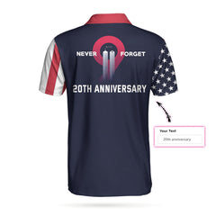 Never Forget Patriot Day Custom Polo Shirt, Personalized American Flag 9/11 Shirt For Men - Hyperfavor