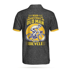 Never Underestimate An Old Man With A Bicycle Custom Polo Shirt - Hyperfavor