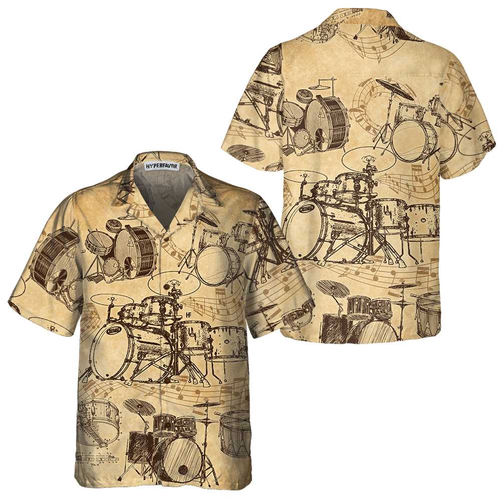 No Drums No Life Hawaiian Shirt, Vintage Drum Shirts, Best Gift For Dummers - Hyperfavor