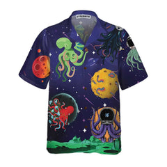 Octopus Astronaut Hawaiian Shirt, Octopus Hawaiian Shirt, Funny Astronaut Shirt For Men And Women - Hyperfavor