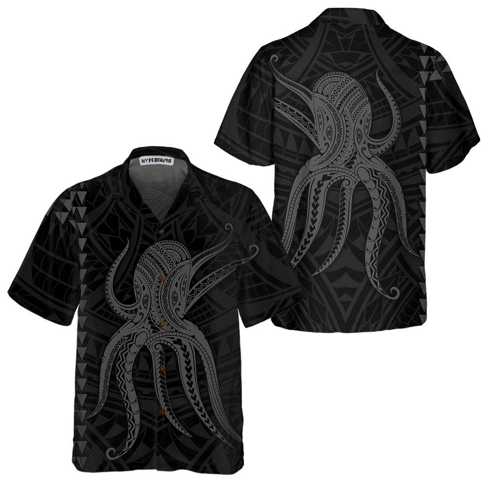 Octopus In Polynesian Style Hawaiian Shirt, Unique Octopus Shirt For Men - Hyperfavor