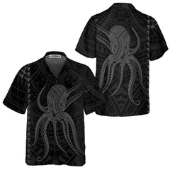 Octopus In Polynesian Style Hawaiian Shirt, Unique Octopus Shirt For Men - Hyperfavor