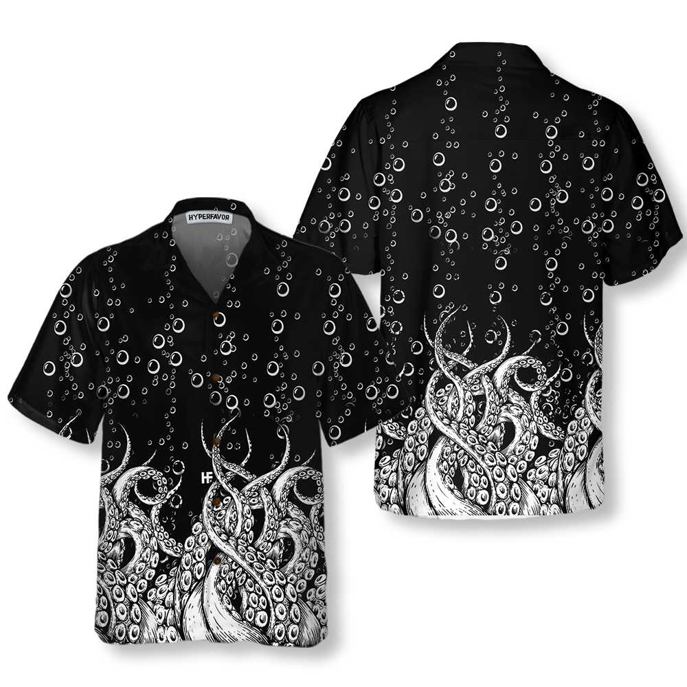 Octopus Tentacles With Ocean Bubbles Hawaiian Shirt, Cool Octopus Shirt, Best Octopus Print Gift - Hyperfavor