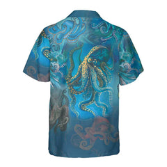 Octopus Under The Ocean Hawaiian Shirt, Short Sleeve Octopus Shirt For Men - Hyperfavor