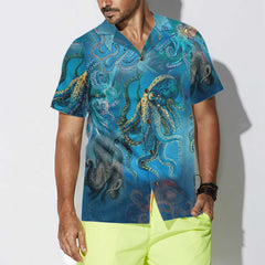 Octopus Under The Ocean Hawaiian Shirt, Short Sleeve Octopus Shirt For Men - Hyperfavor