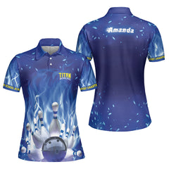 Odyssey Charter School Blue Fire Custom Short Sleeve Women Polo Shirt - Hyperfavor