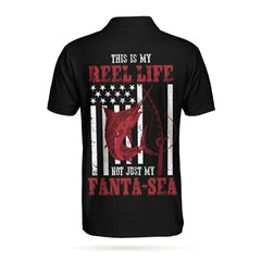 Offshore Fishing Salt Life My Reel Life Not Just A Fanta-Sea American Flag Polo Shirt - Hyperfavor