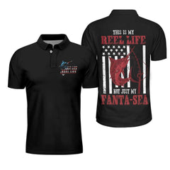 Offshore Fishing Salt Life My Reel Life Not Just A Fanta-Sea American Flag Polo Shirt - Hyperfavor
