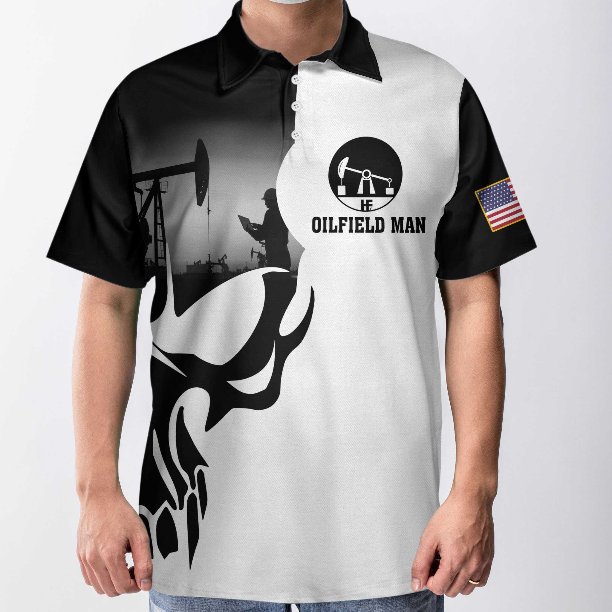 Oilfield Man Proud Skull Polo Shirt - Hyperfavor