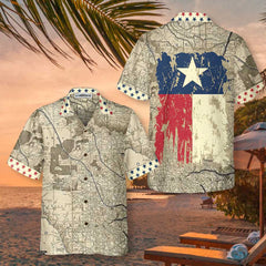 Old Map of Texas Vintage Texas Hawaiian Shirt, Unique Texas Shirt For Texas Lovers - Hyperfavor