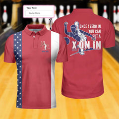 Once I Zero In You Can Put A X On In Retro Style Custom Polo Shirt, American Flag Bowling Shirt For Men - Hyperfavor