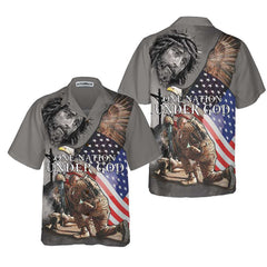 One Nation Under God Veteran Hawaiian Shirt. American Flag Veteran Shirt, Best Gift For Veteran Day - Hyperfavor
