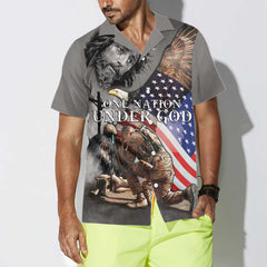 One Nation Under God Veteran Hawaiian Shirt. American Flag Veteran Shirt, Best Gift For Veteran Day - Hyperfavor