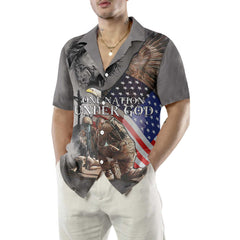 One Nation Under God Veteran Hawaiian Shirt. American Flag Veteran Shirt, Best Gift For Veteran Day - Hyperfavor