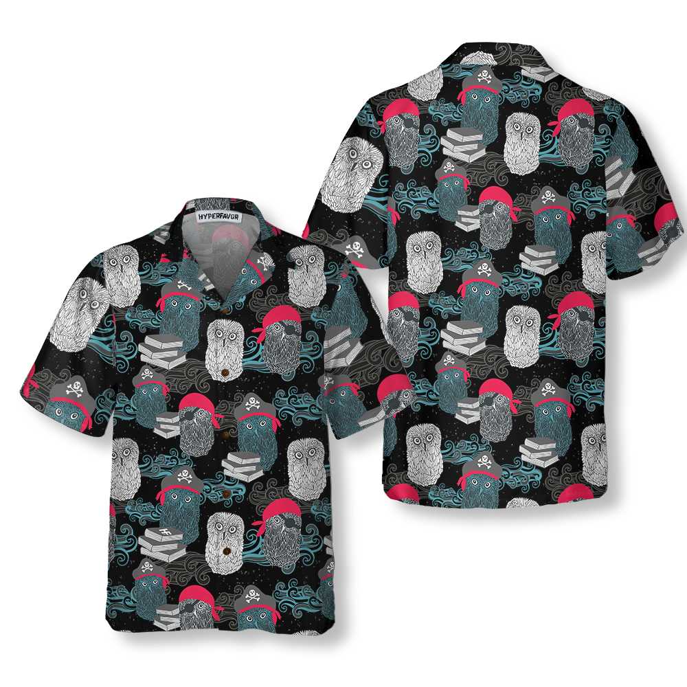 Owl Pirates Hawaiian Shirt, Cool Pirate Shirt For Adults, Pirate Pattern Shirt For Men - Hyperfavor