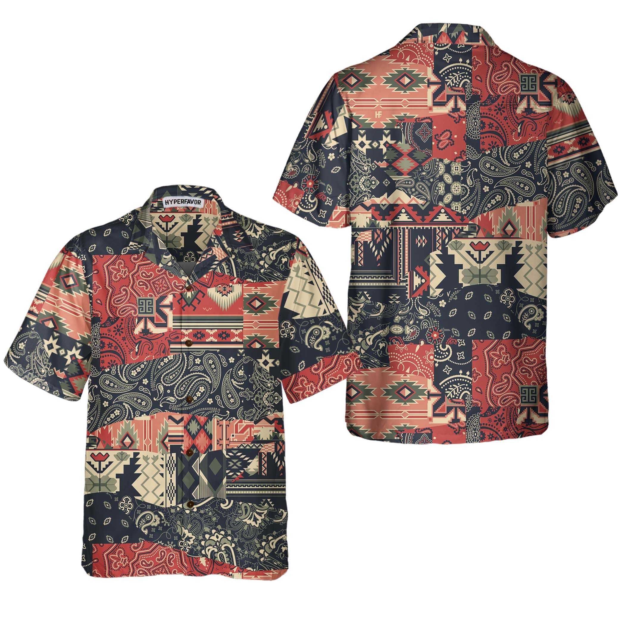 Paisley And Motifs Abstract Pattern Native American Hawaiian Shirt, Unique Native American Gift - Hyperfavor