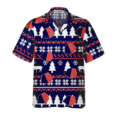 Paris Ugly Christmas Pattern Hawaiian Shirt, French Flag Christmas Shirt For Men - Hyperfavor