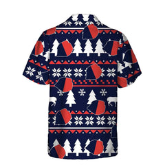 Paris Ugly Christmas Pattern Hawaiian Shirt, French Flag Christmas Shirt For Men - Hyperfavor