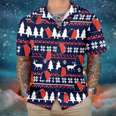 Paris Ugly Christmas Pattern Hawaiian Shirt, French Flag Christmas Shirt For Men - Hyperfavor