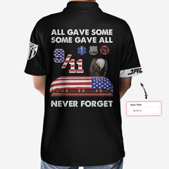 Patriot Day Anniversary Custom Polo Shirt, Personalized Black American Flag 9/11 Shirt For Men - Hyperfavor